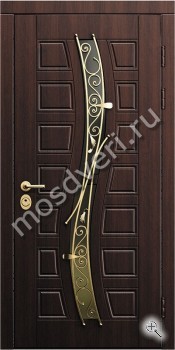 Темно-коричневая входная дверь с элементами ковки и стеклом - купить от производителя Мосдвери Темно-коричневая входная дверь с элементами ковки и стеклом